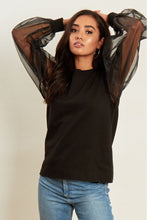 Load image into Gallery viewer, Black Jumper With Organza Sleeves