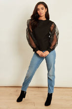 Load image into Gallery viewer, Black Jumper With Organza Sleeves