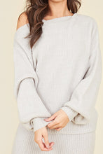 Load image into Gallery viewer, Grey Slouchy Off Shoulder Knitted Jumper