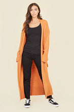 Load image into Gallery viewer, Orange Knitted Longline Belted Cardigan with Tortoise Shell Buckle