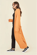 Load image into Gallery viewer, Orange Knitted Longline Belted Cardigan with Tortoise Shell Buckle