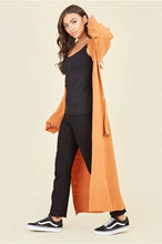 Load image into Gallery viewer, Orange Knitted Longline Belted Cardigan with Tortoise Shell Buckle