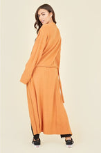 Load image into Gallery viewer, Orange Knitted Longline Belted Cardigan with Tortoise Shell Buckle