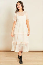 Load image into Gallery viewer, Pink Tiered Mesh Midi Ruffle Dress