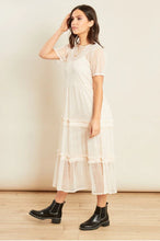 Load image into Gallery viewer, Pink Tiered Mesh Midi Ruffle Dress