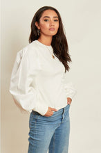 Load image into Gallery viewer, White Jumper with Cotton Puff Sleeves