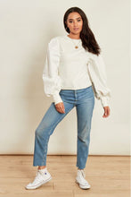 Load image into Gallery viewer, White Jumper with Cotton Puff Sleeves