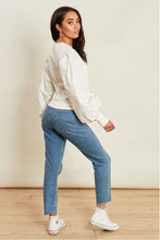 Load image into Gallery viewer, White Jumper with Cotton Puff Sleeves