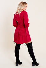 Load image into Gallery viewer, Berry Long Sleeve Button Down Smock Mini Dress